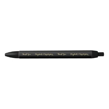 Elegant Thank You Business Birthday Wedding Favor Black Ink Pen by iCoolCreate at Zazzle