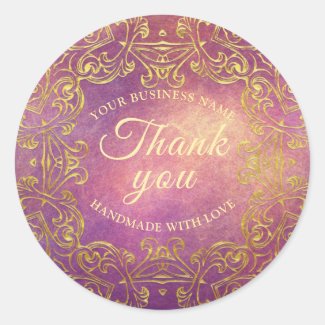 Elegant Thank You Business Store Handmade Product Classic Round Sticker