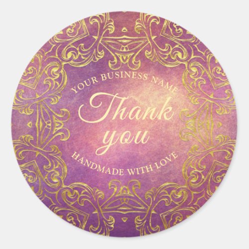 Elegant Thank You Business Store Handmade Product Classic Round Sticker