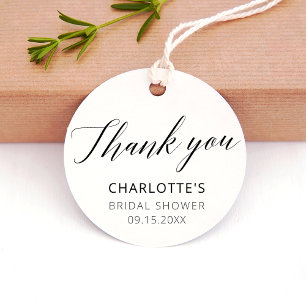 Elegant Thank You Calligraphy Bridal Shower Favor Tags