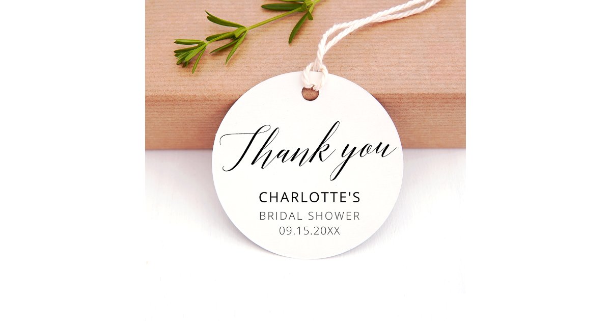 Elegant Thank You Calligraphy Bridal Shower Favor Tags | Zazzle