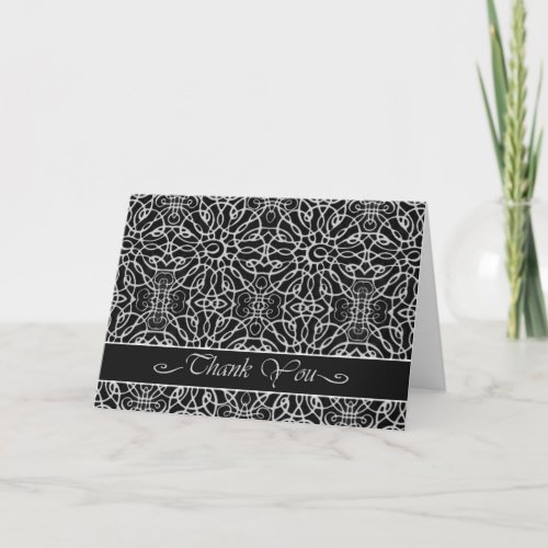 Elegant Thank You Card in Black Filigree