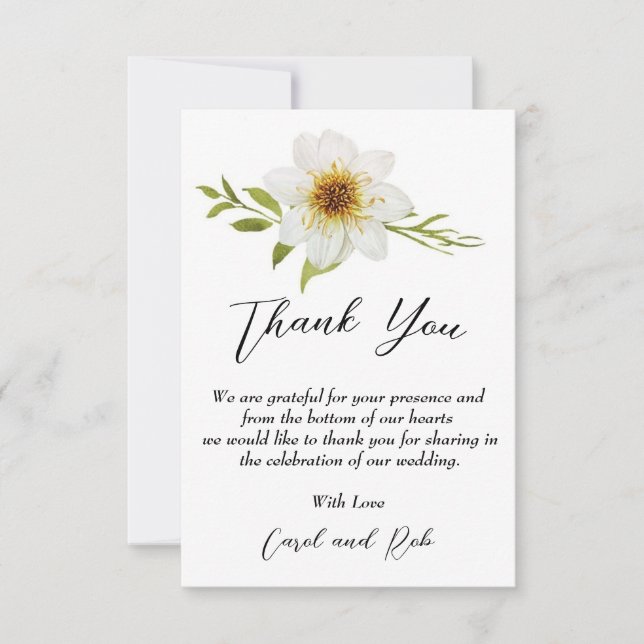 Elegant thank you card with white flowers (Front)