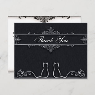 Elegant Thank You Cats, Tail Vines, Black & White