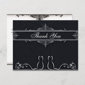 Elegant Thank You Cats, Tail Vines, Black & White