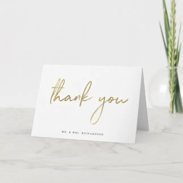 Elegant Thank You | Faux Gold Script | Zazzle