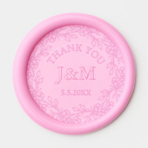 elegant thank you floral monogram wedding pink wax seal sticker