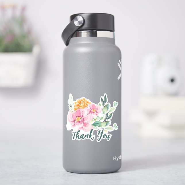 Elegant Thank You Flowers Sticker (HydroFlask)