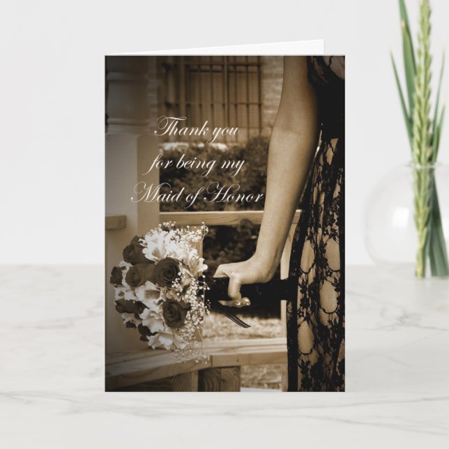 Elegant Thank you for Being my Maid of Honor Card (Front)
