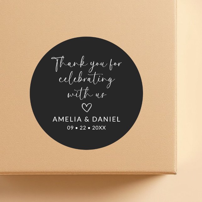 Elegant Thank You For Celebrating with Us Favor Classic Round Sticker (Creator Uploaded)