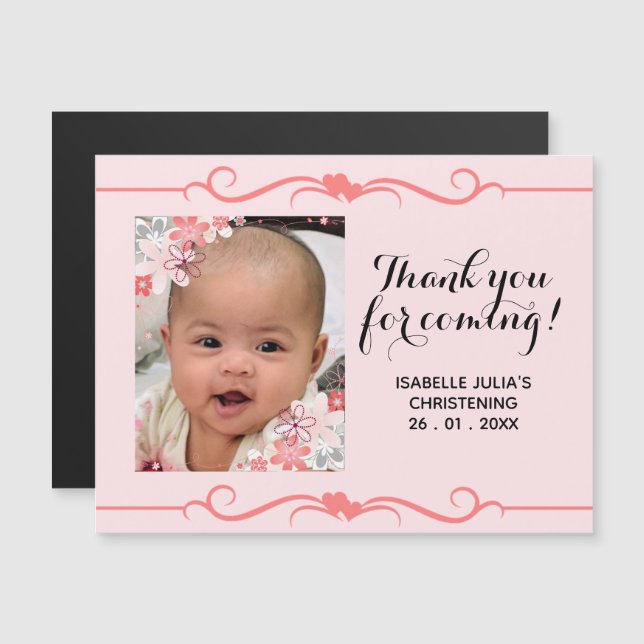 Elegant THANK YOU FOR COMING! Christening Magnet (Front/Back)