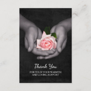 Elegant Thank You For Support Pink Rose in Hands Card