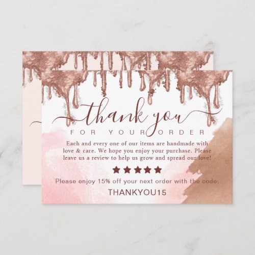 Elegant Thank you for your Order Gold Glitter Drip