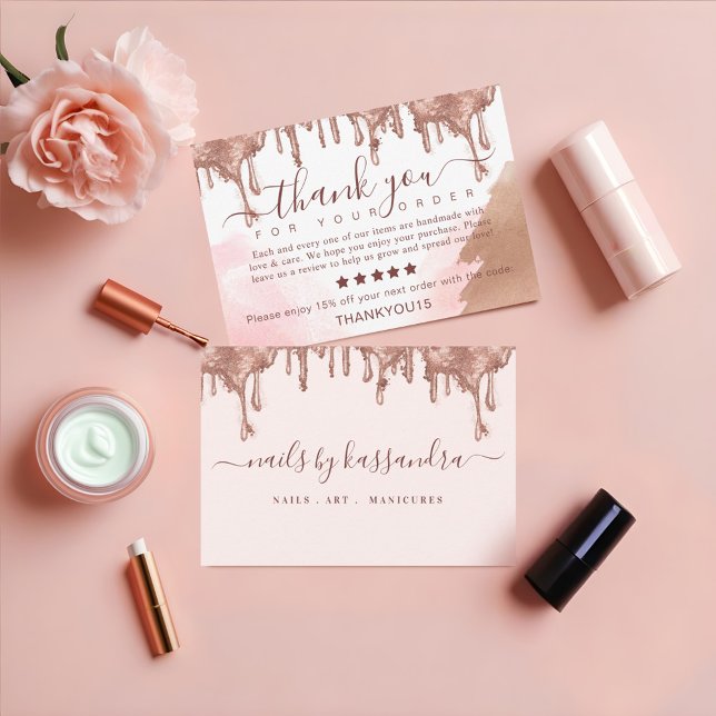 Elegant Thank you for your Order Gold Glitter Drip Card (Elegant Thank you for your Order Gold Glitter Drip)