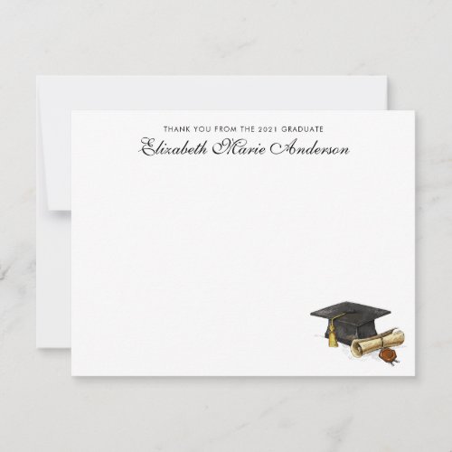 Elegant Thank You From the Graduate Cap Graduation Note Card