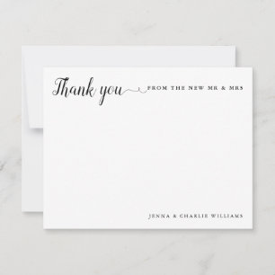 Elegant Thank You From the New Mr and Mrs Wedding Note Card