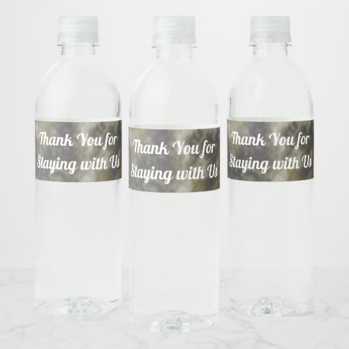 Elegant Thank You Gold Blue Marbled Guest Thanks Water Bottle Label