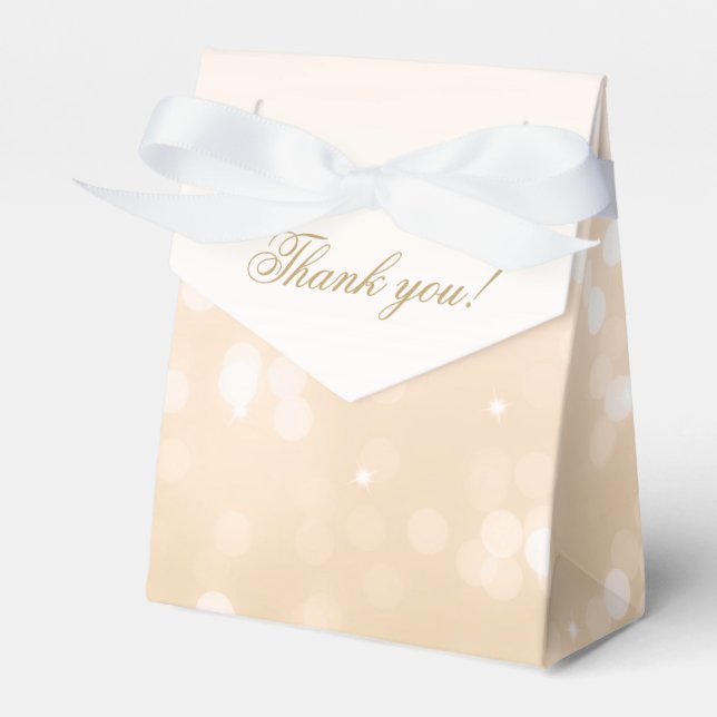 Elegant Thank You Gold Bokeh Sparkle Lights Favor Boxes (Front Side)
