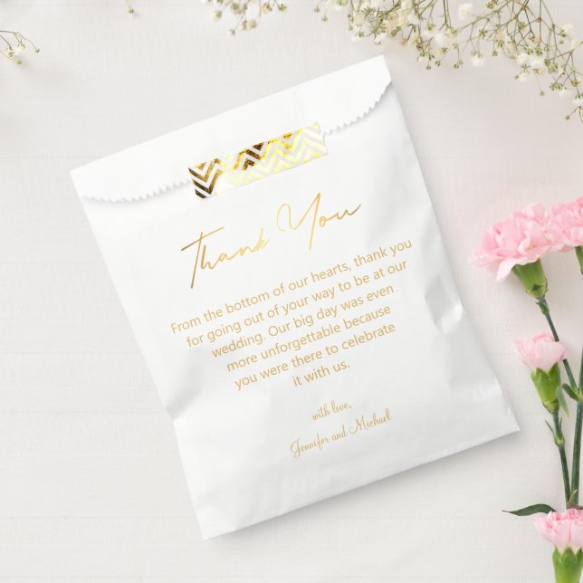elegant thank you gold chic script wedding  favor bag (Sealed)