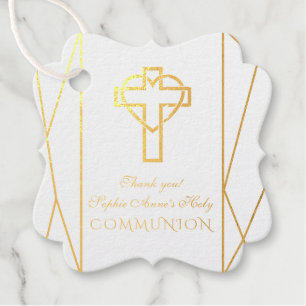 Elegant Thank You Gold Foil Holy Communion Favor Tags