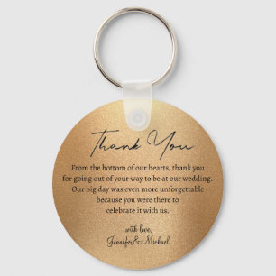elegant  thank you gold metallic wedding keychain