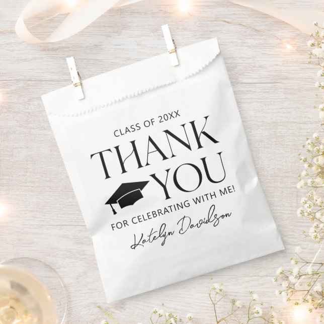 Elegant Thank You Graduation Party Favor Bag (Clipped)