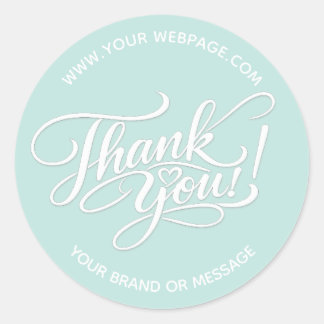 Elegant “Thank You” Hand-Lettered Design with Hear Classic Round Sticker