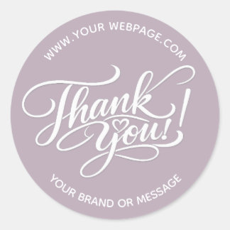 Elegant “Thank You” Hand-Lettered Design with Hear Classic Round Sticker