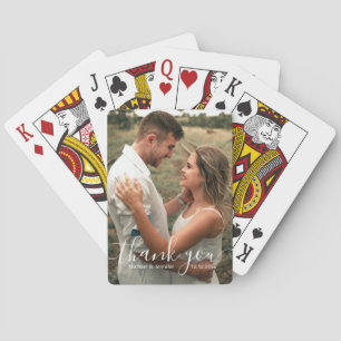 elegant thank you handwriting wedding photo poker cards