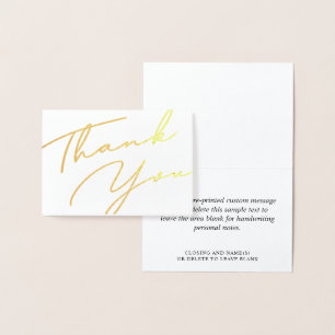 Elegant Thank You Handwritten Script Personalized  Foil Card