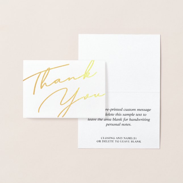 Elegant Thank You Handwritten Script Personalized  Foil Card (Display)