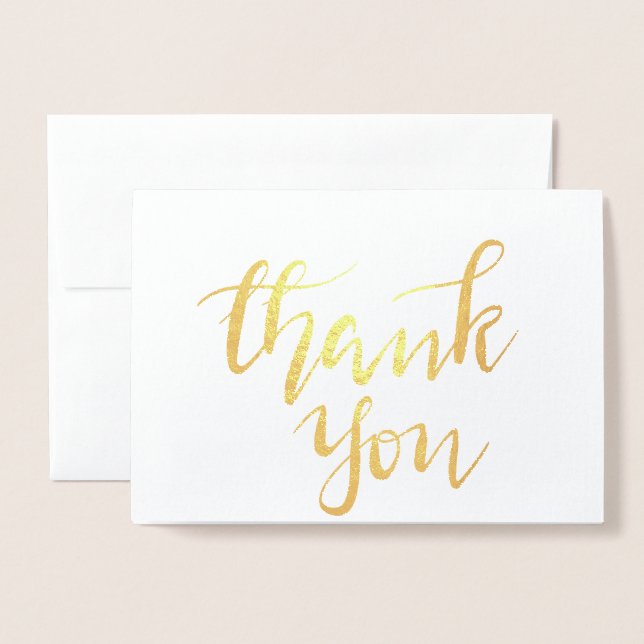 Elegant Thank You Handwritten Script Wedding Foil Card (Front With Envelope)