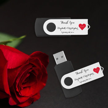 Elegant Thank You Heart Wedding Party Favor Usb Usb Flash Drive by iCoolCreate at Zazzle