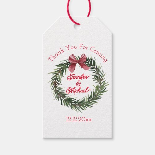 elegant thank you holiday greenery wreath wedding gift tags