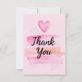 Elegant Thank You Message with Watercolor Heart Card