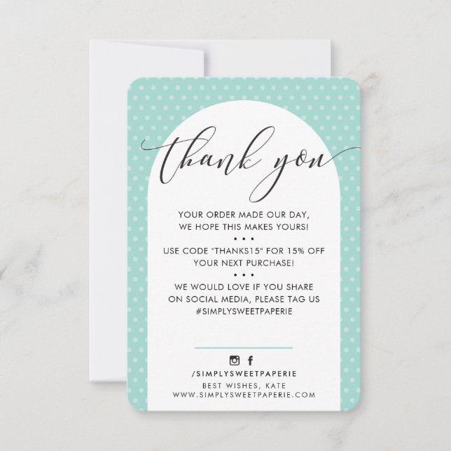 ELEGANT THANK YOU modern arch mint black (Front)
