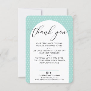 ELEGANT THANK YOU modern arch mint black Card