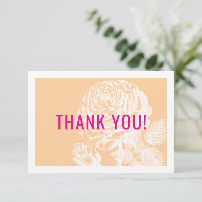 ELEGANT THANK YOU modern roses floral beige pink Card (Standing Front)