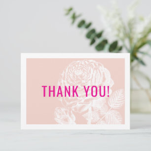 ELEGANT THANK YOU modern roses floral blush pink Card