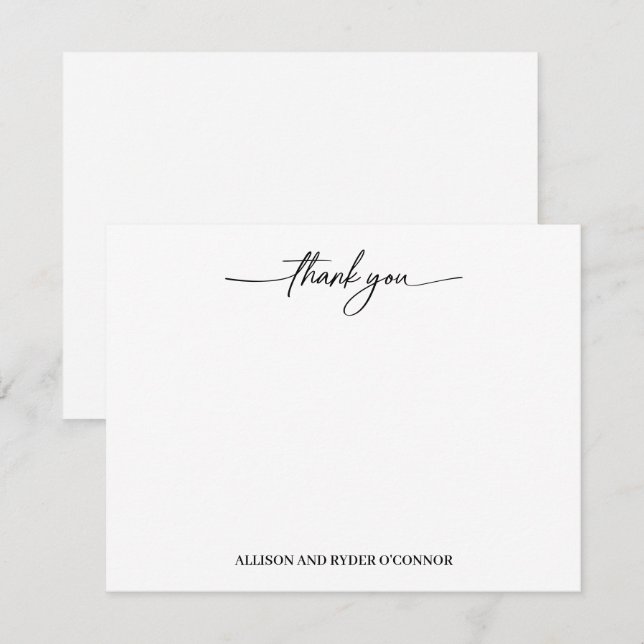 Elegant Thank You Modern Script Couple Note Card (Front/Back)