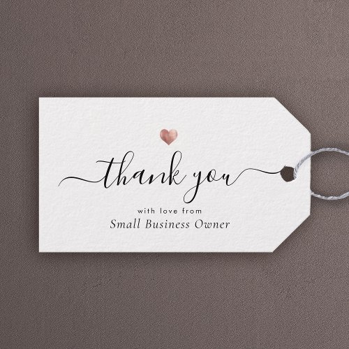 Elegant Thank You Modern Script Rose Gold Business Gift Tags