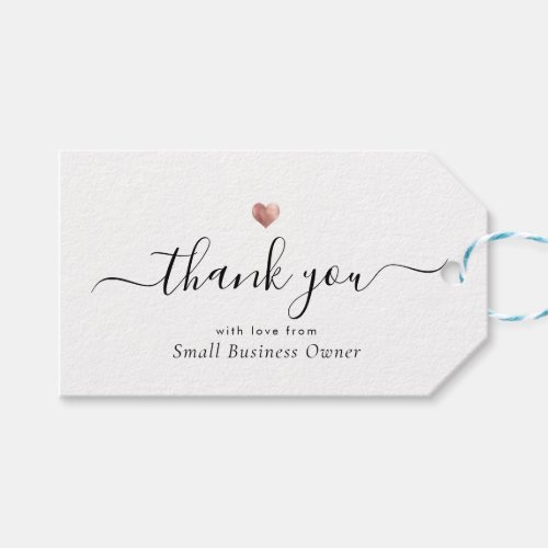 Elegant Thank You Modern Script Rose Gold Business Gift Tags