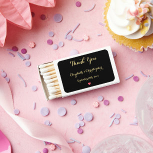 Elegant Thank You Personalized Heart Wedding Favor Matchboxes