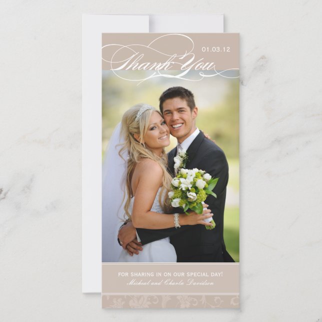 Elegant Thank You Photo Card (4x8) (Front)
