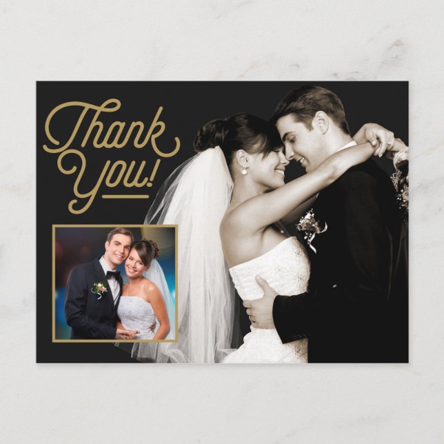 Elegant Thank You Photo Wedding Postcard (Front)