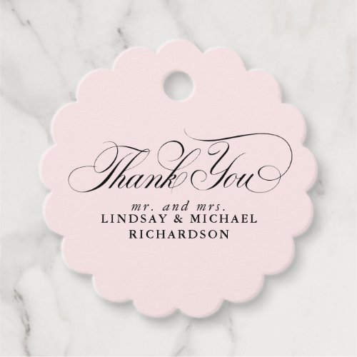 Elegant Thank You Pink Wedding Favor Tags