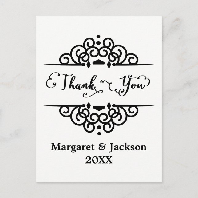 Elegant Thank You - Post Card (Front)