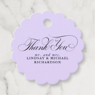 Elegant Thank You Purple Wedding Favor Tags