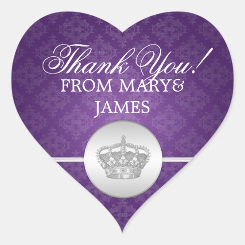Elegant  Thank you Royal Crown Purple Heart Sticker