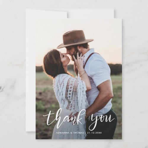 Elegant Thank You Script Couple Photo Wedding